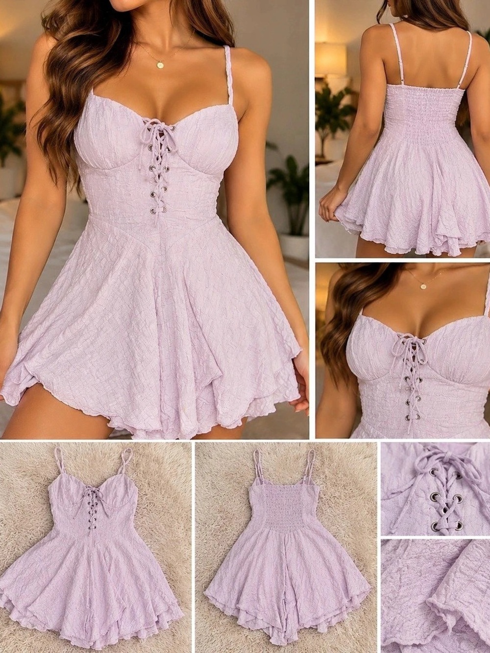 Pink Lace-Up Mini Dress Like New